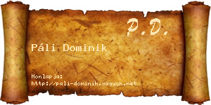 Páli Dominik névjegykártya